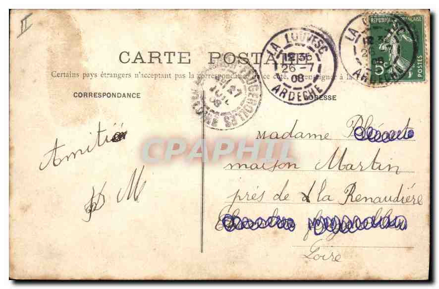 CPA Souvenir de La Louvesc  — Verso