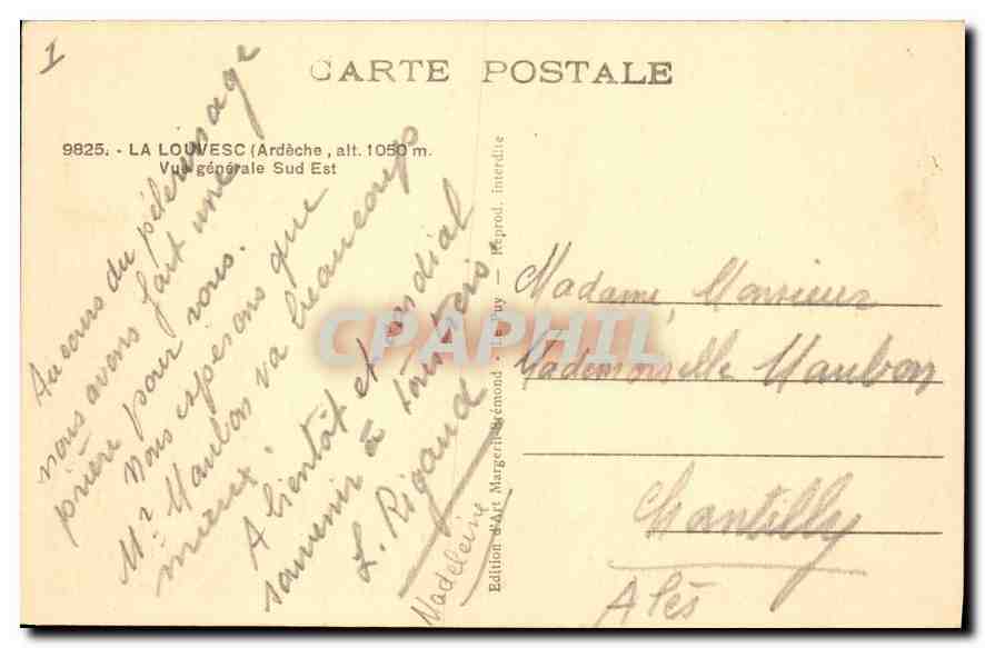 CPA La Louvesc Ardeche Vue generale Sud Est  — Verso