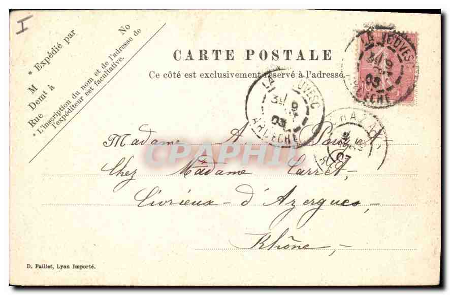 La Louyvesse — Clairière dans une forêt de Sapins — D. Pailliet, Lyon Importé. — Verso