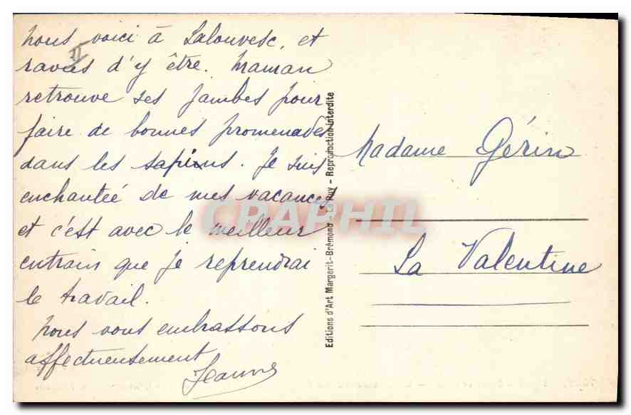 CPA La Louvesc Ardeche Le Boulevard des Elegants et la Ville Route de Lamastre et St Felicien  — Rückseite