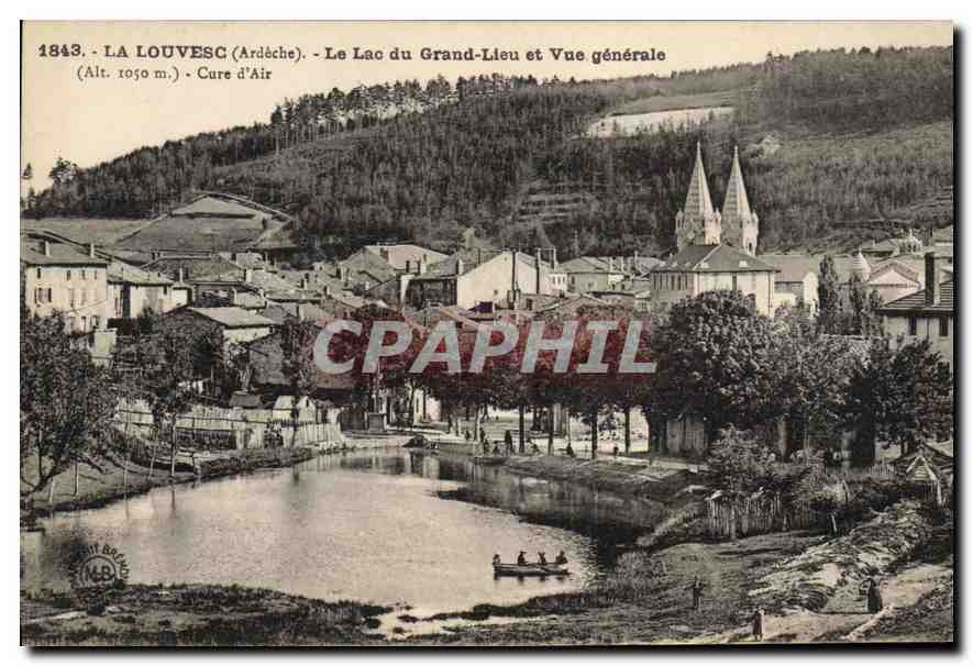La Louvesc (Ardèche) — Le Lac du Grand-Lieu et Vue générale — Cure d’Air — Éditeur : A. Breton