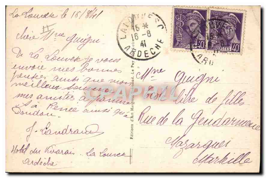 La Louvesc (Ardèche) — Vue Nord Est — Lac du Grand-Lieu (alt. 1050 m.), Cure d'air idéale — Éditions d'Art Marguerat, Le Puy — Verso