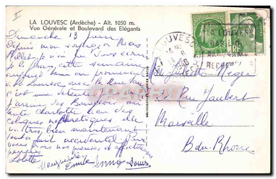 CPA La Louvesc Ardeche vue generale et Boulevard des Elegants  — Verso