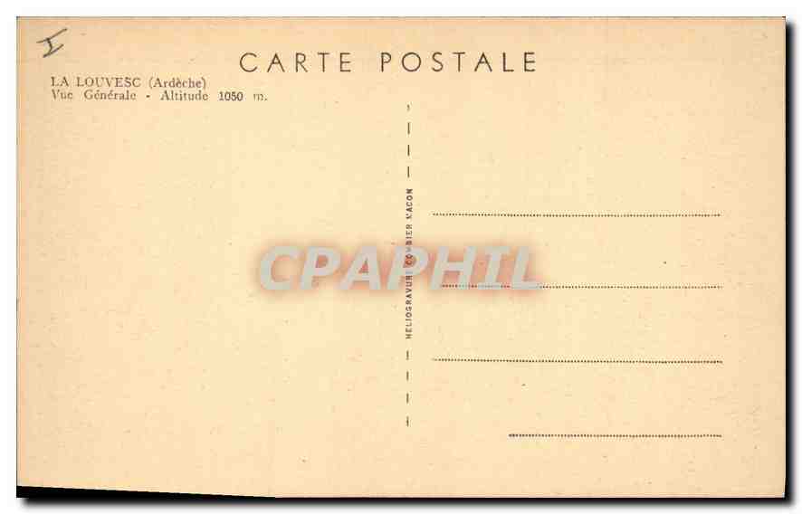 La Louvesc (Ardèche) — Vue Générale — Altitude 1050 m — Nélio Gravure & Pier Vacon — Reverso