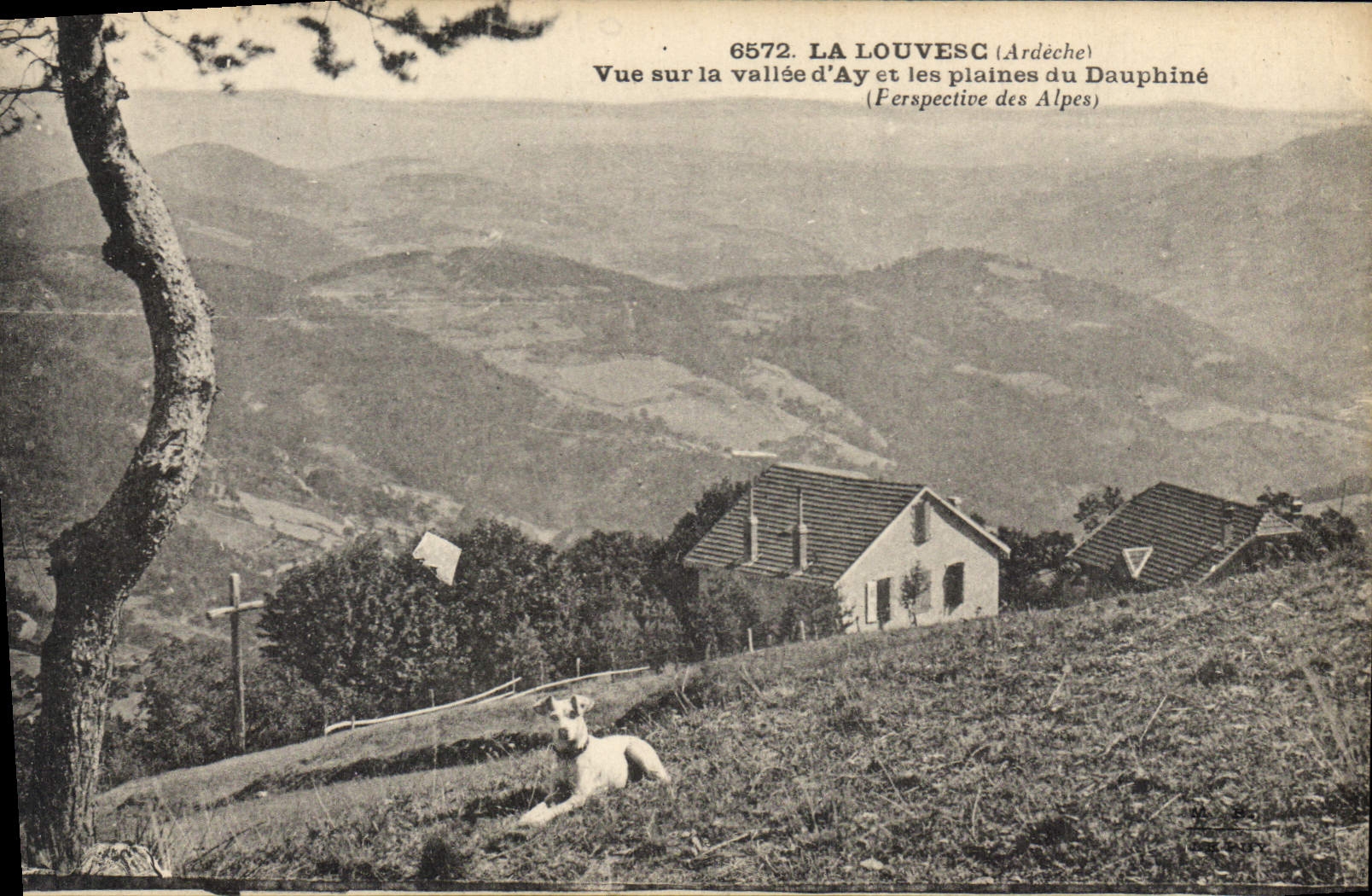 La Louvesc (Ardèche) — Vue sur la vallée d'Ay et les plaines du Dauphiné (Perspective des Alpes) — Éditions d'Art Margerit-Brémont, Le Puy