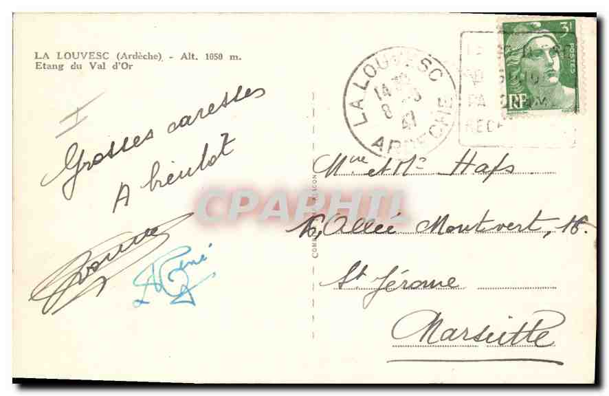 La Louvesc (Ardèche) — Etang du Val d'Or — éditeur R. W. (signé en bas à droite) — Reverso