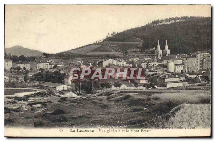 La Louvesc — Vue générale et le Mont Besset — Phototypie Paillier, Lyon