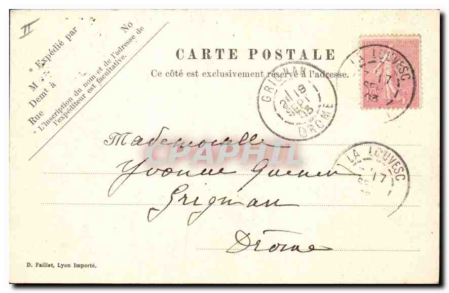 La Louvèsc — Forêt de Sapins et le Domaine de Grange Neuve — D. Faillet, Lyon Importé. — Reverso