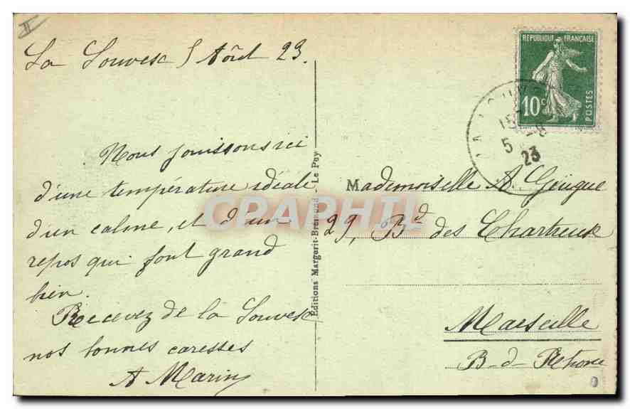 CPA La Louvesc Vue generale prise du cimetiere (alt 1050 m) Cure d'air tres freqentee — Verso