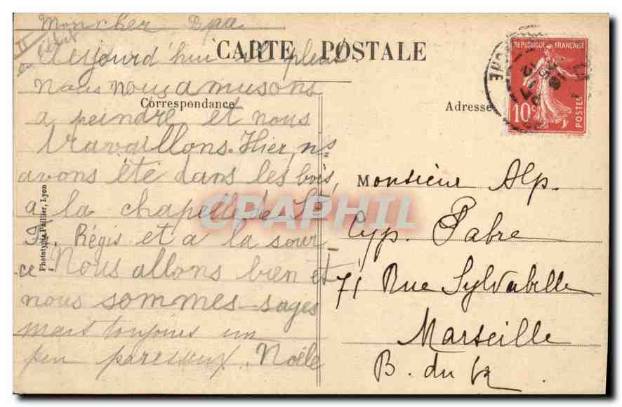 La Louvière — vue générale, prise des Crozes — Éditeur : Phototypie P. P. Lyon, n°23 — Verso