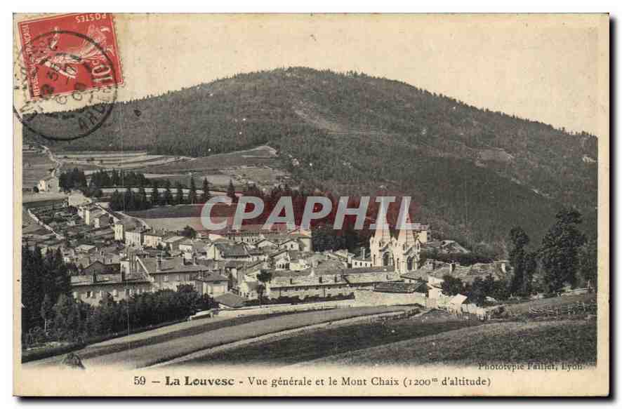 CPA La Louvesc Vue generale et le Mont Chaix (1200 m d'altitude)