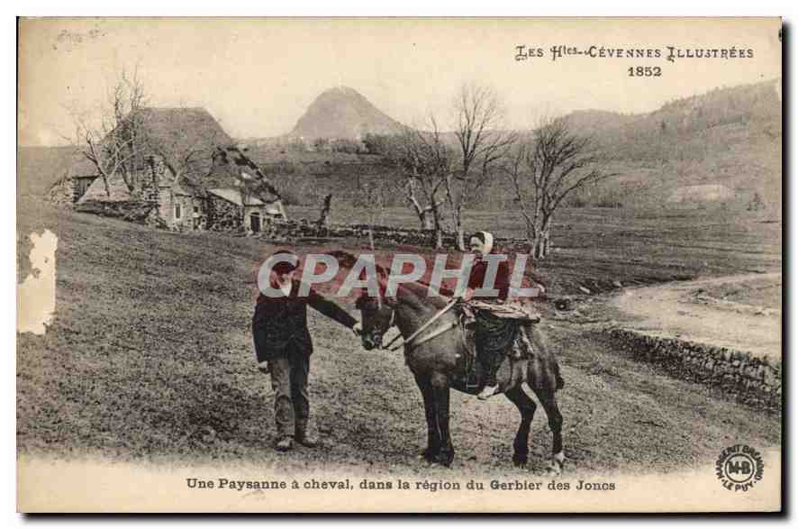 Une Paysanne à cheval, dans la région du Gerbier des Joncs — Les Hiles-Cévennes Illustrées, n° 148