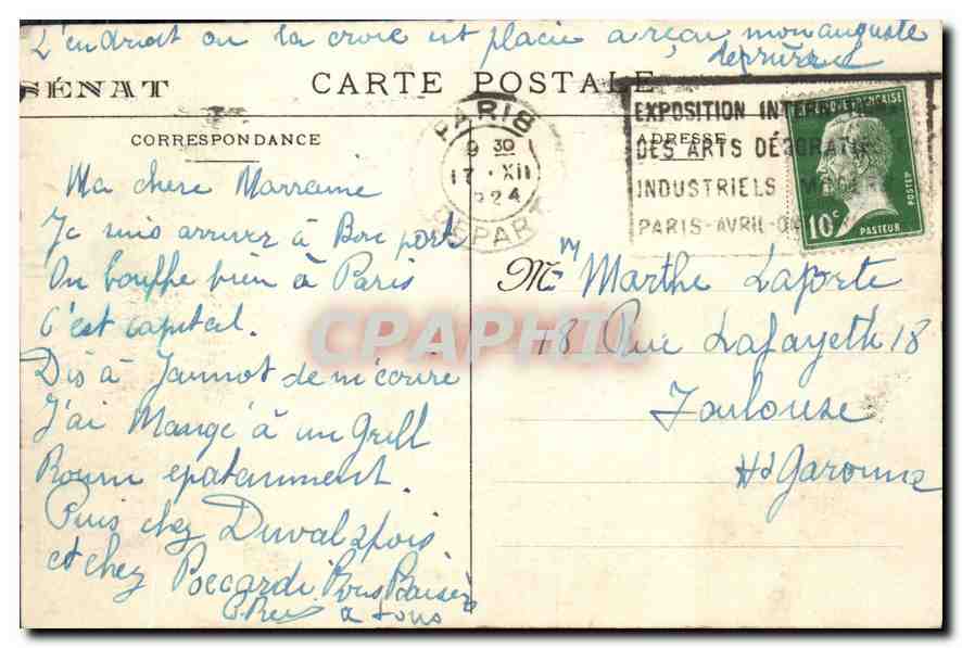 CPA Luxembourg Salle des Seances du Senat Paris — Rückseite