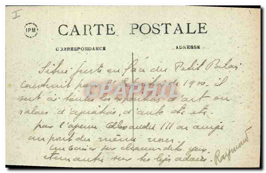 CPA Paris Grand Palais — Rückseite