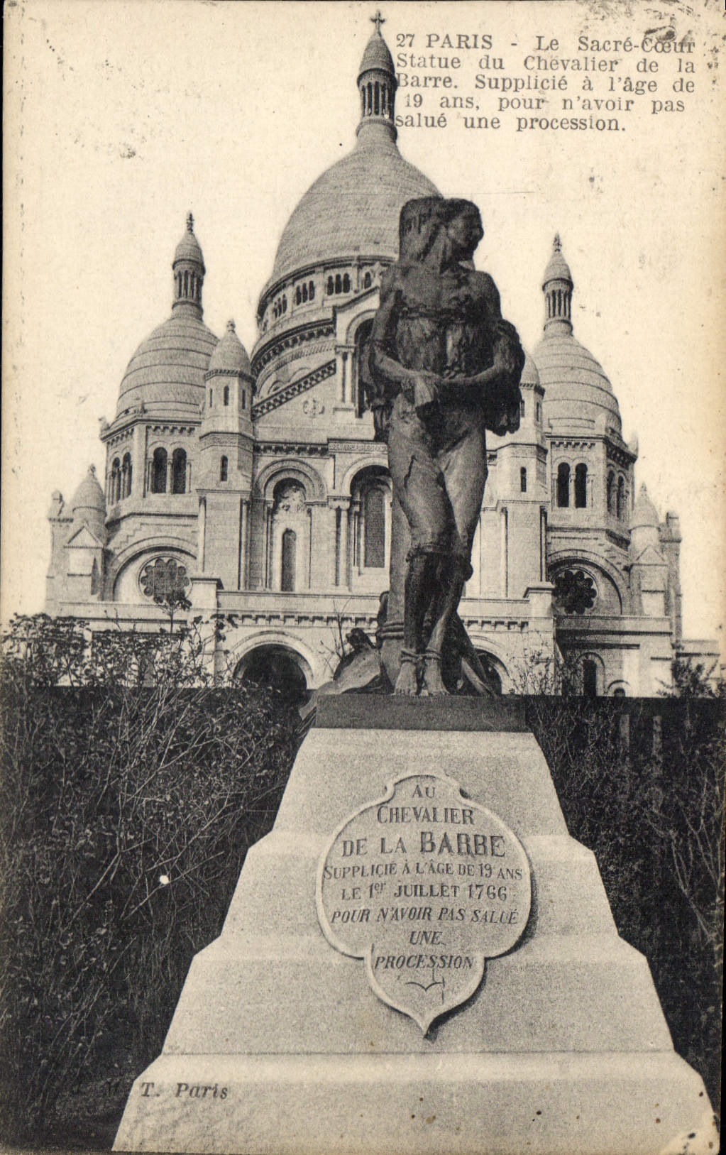 Sacre-Cœur de Paris — Statue du Chevalier de la Barre — T. Paris