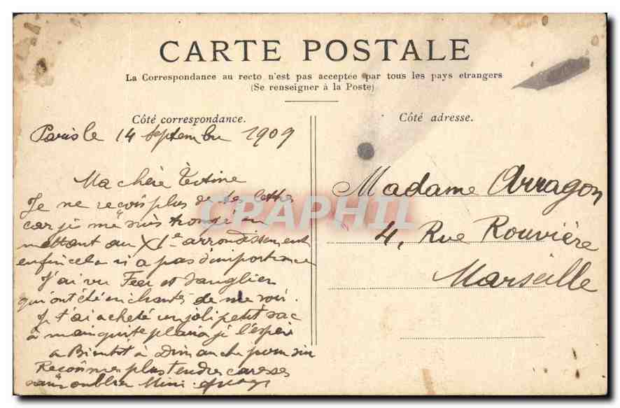 CPA Paris La Place de la Concorde — Rückseite