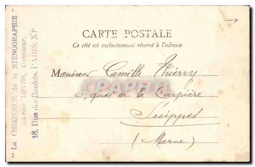 Paris — Église de l'Immaculée-Conception — Éditeur : La Chronique de la Sténographie, n°205 — Verso