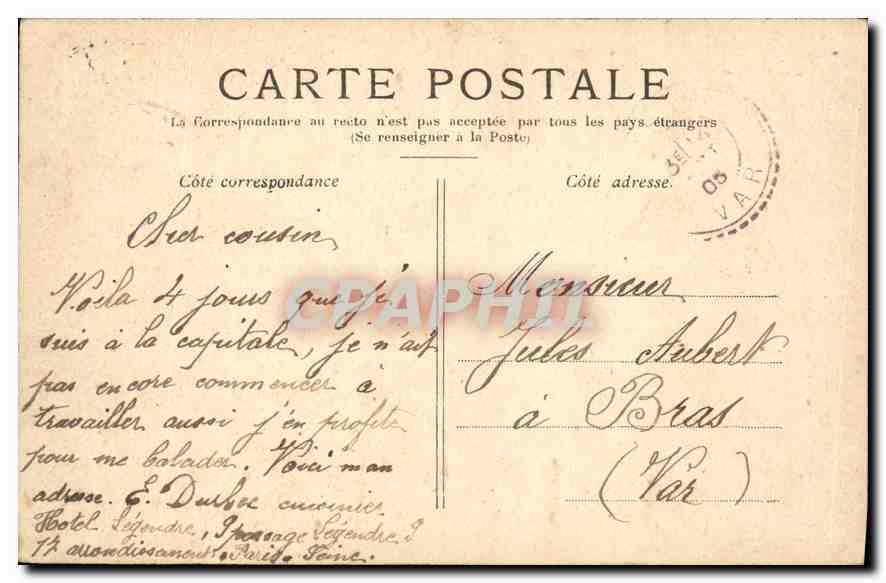CPA Paris Le Grand Palais — Rückseite