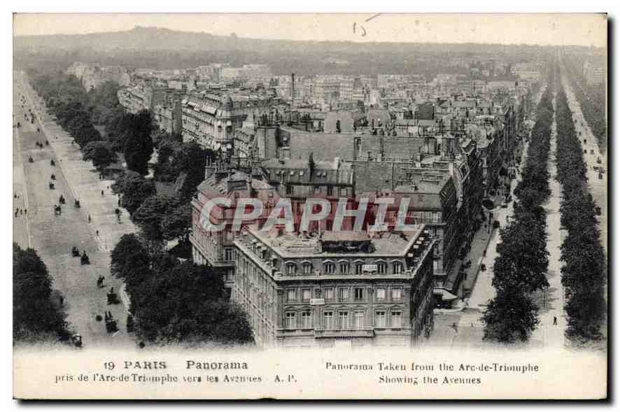 CPA Paris Panorama pris de l'Arc de Triomphe vers les Avenues