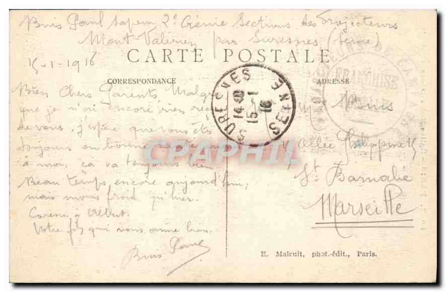 CPA Paris Eglise Notre Dame — Verso