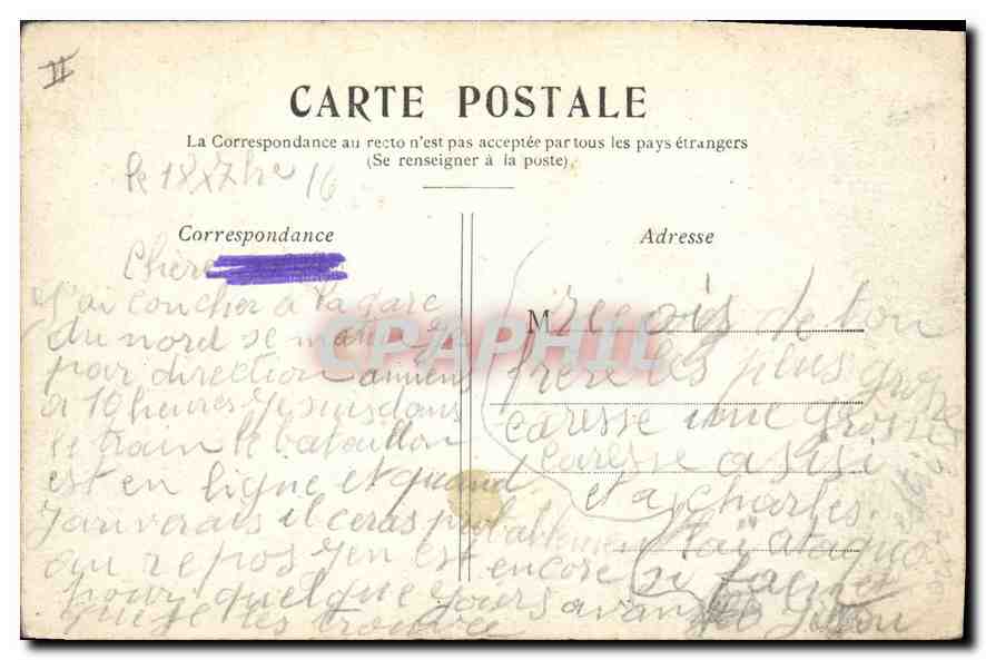 CPA Paris Le Gare du Nord — Rückseite