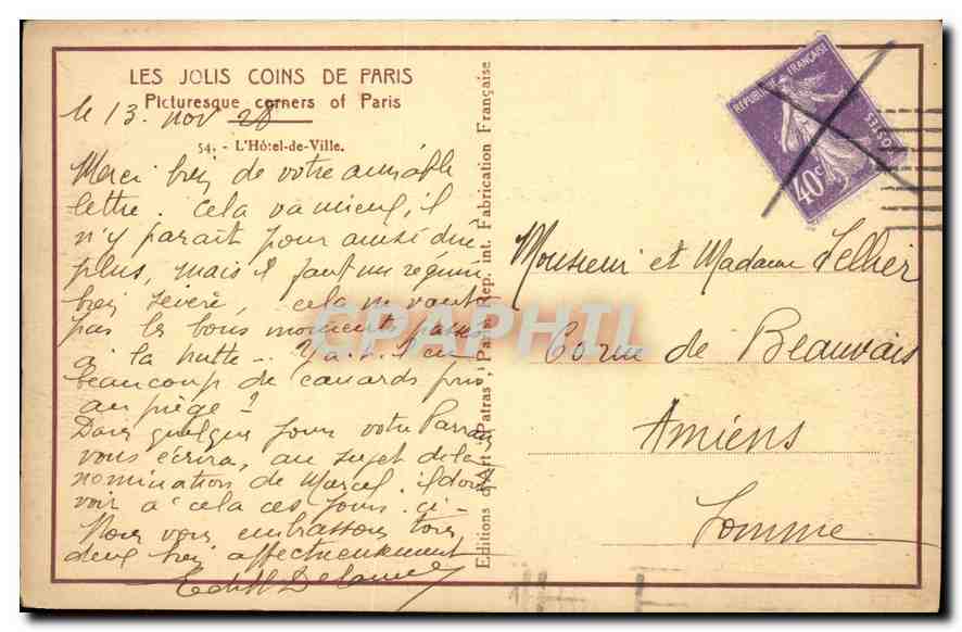 CPA Les Jolis Coins de Paris — Rückseite