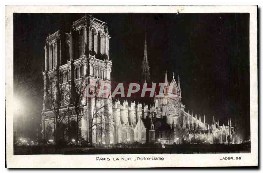 CPA Paris La Nuit Notre Dame
