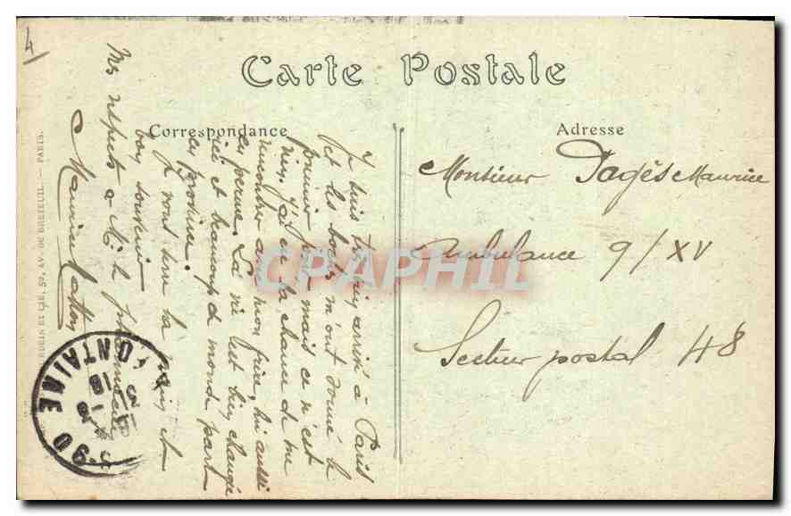 CPA Paris La Porte Saint Martin — Rückseite