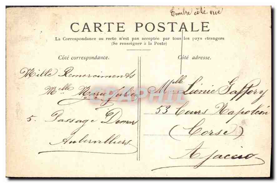 CPA Paris Le Petit Palais — Rückseite