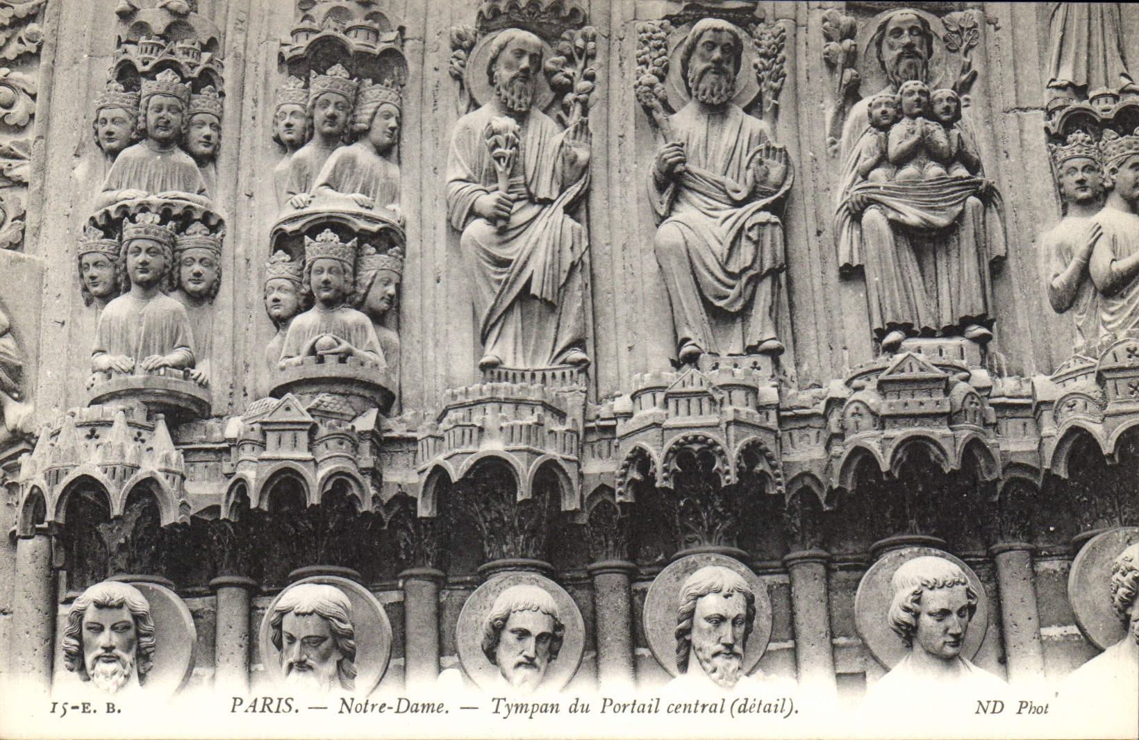 CPA Paris Notre Dame Tympan du Portail central (detail)