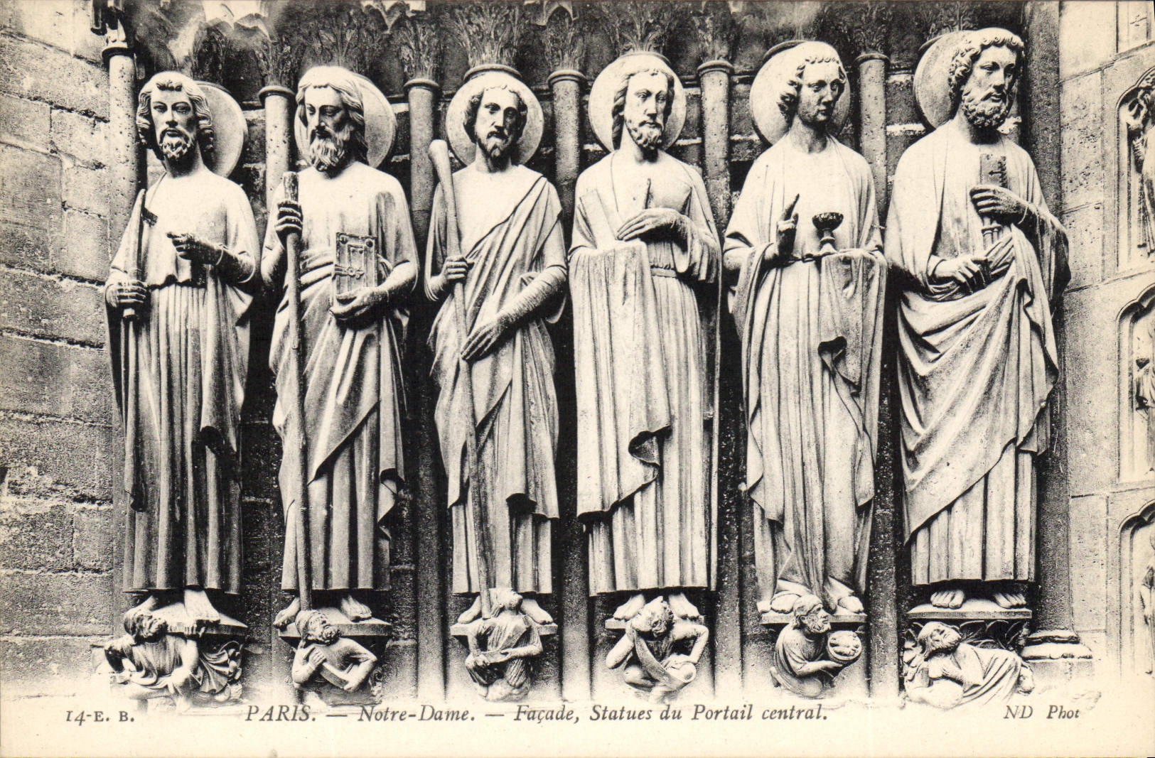 CPA Paris Notre Dame Facade Statues du Portail central
