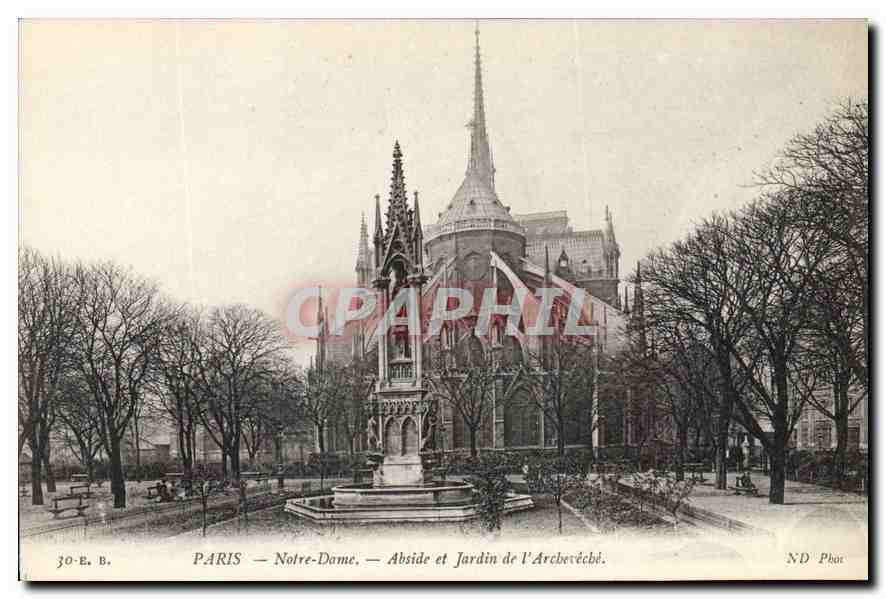 CPA Paris Notre Dame Abside et Jardin de l'Archeveche