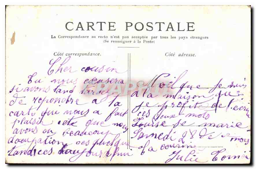 CPA Paris Palais de la Legion d'honneur — Rückseite