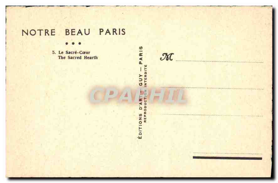 CPA Paris Le Sacre Coeur — Rückseite