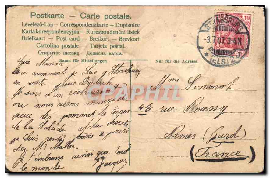 CPA Elsasser Fracht Constume Alsacien — Verso
