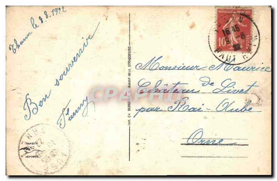 CPA Lissele et la Cigogne Lisbeth Alsace Folklore — Rückseite