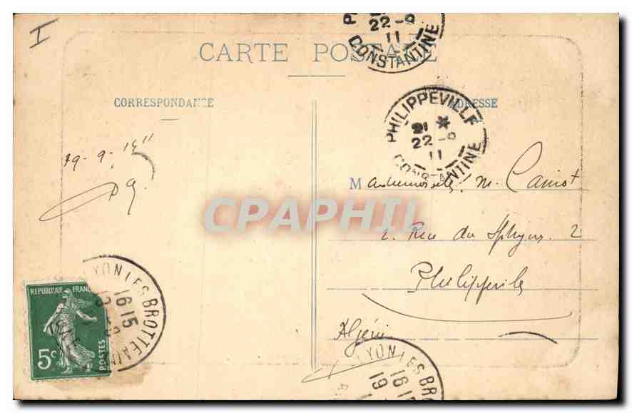 CPA Lyon Hotel de Ville — Verso