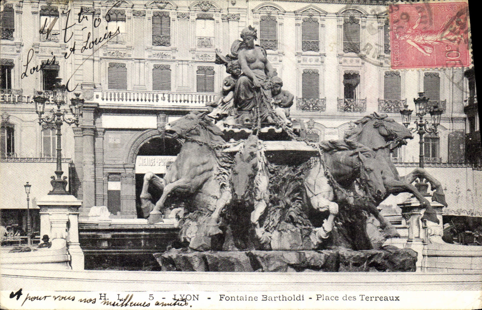 Fontaine Bartholdi - Place des Terreaux - Lyon — éditeur H. L. 5