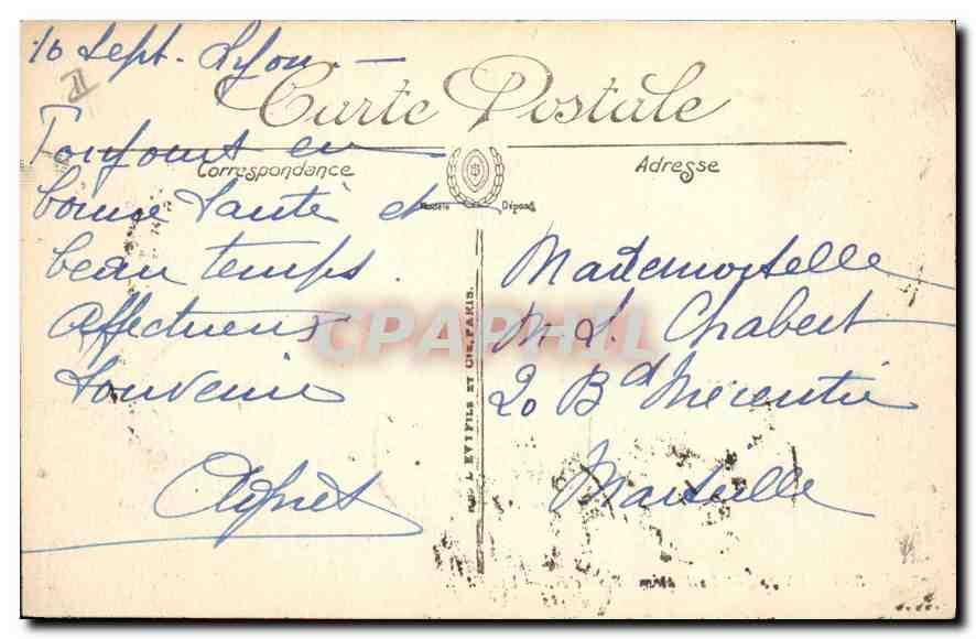CPA Lyon la Fontaine Bartholdi — Verso