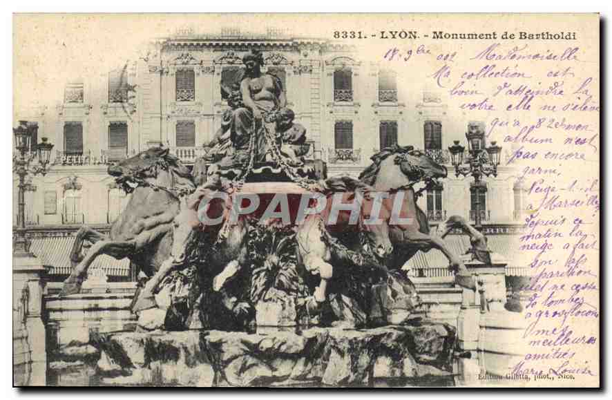 CPA Lyon Monument de Bartholdi