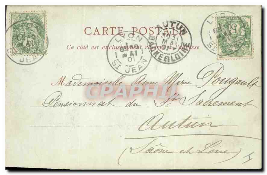 CPA Lyon La Fontaine Bartholdi (Place des Terreaux) — Verso