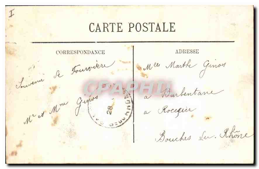 CPA Lyon La Fontaine Bartholdi — Verso