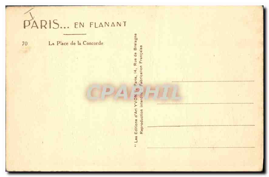 CPA Paris En Flanant La Place de la Concorde — Rückseite