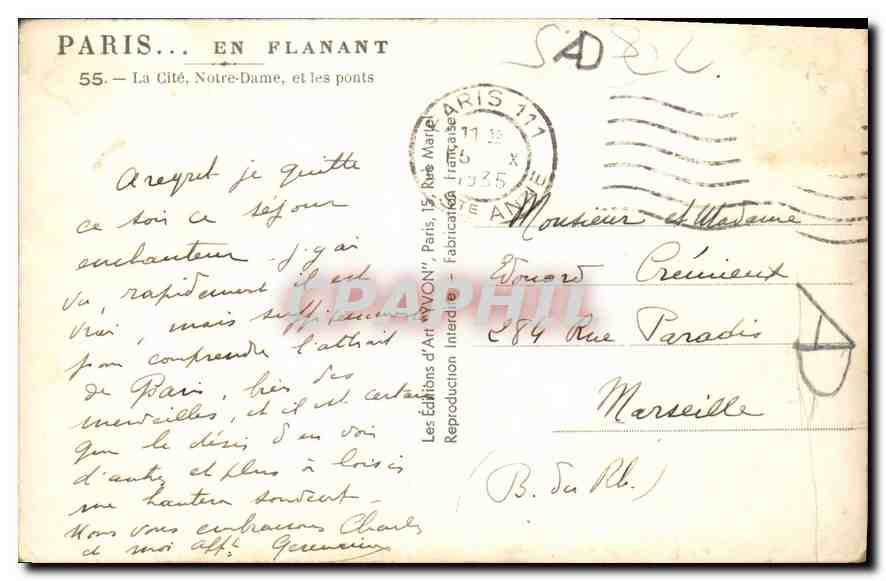 CPA Paris En flanant La Cite Notre Dame et les ponts — Verso