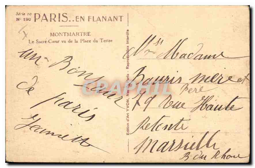 CPA Paris en flanant Montmartre le Sacre Coeur vu de la Place du Tertre — Rückseite