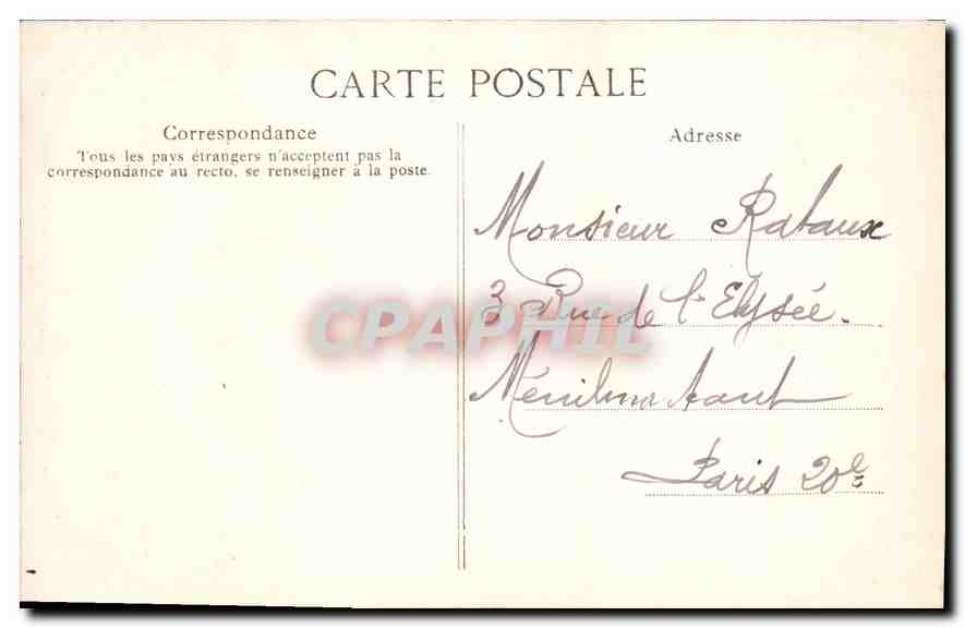 CPA Paris Montmartre le Sacre Coeur — Rückseite