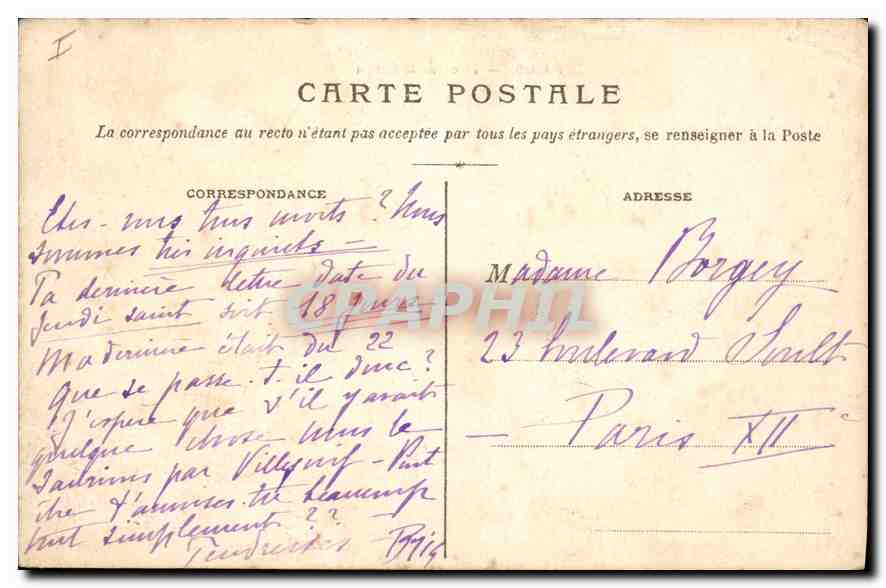 CPA Paris Place de la Nation — Verso