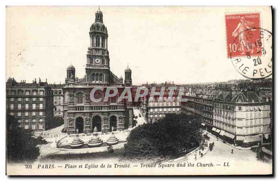 CPA Paris Place et Eglise de la Trinite