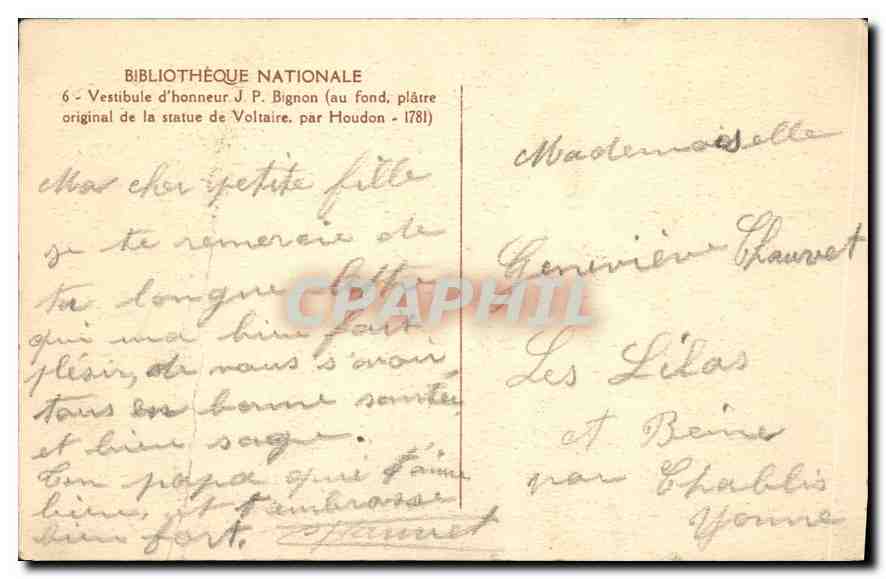 CPA Paris Bibliotheque nationale — Rückseite