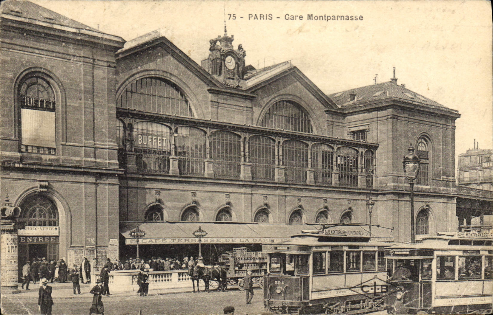 CPA Paris Gare Montparnasse Tramway